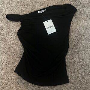 Princess Polly Black Bellar Asymmetrical One-Shoulder Top